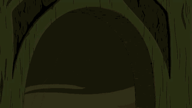 a cartoon character named finn is standing in a dark tunnel