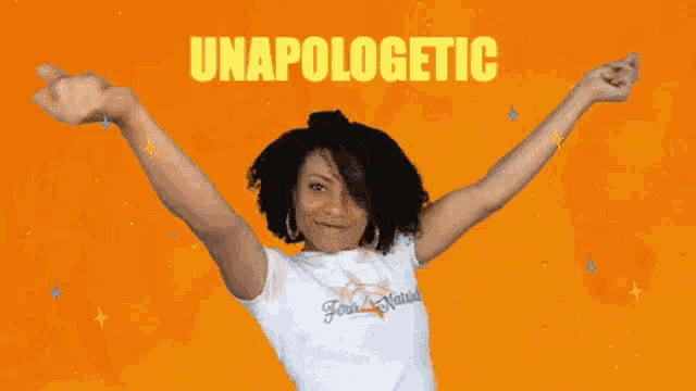 a woman with her arms outstretched is wearing a shirt that says join nation