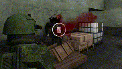 a screenshot of a video game shows a box that says ' military ' on it in a circle