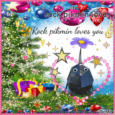 rockpikmin loves you is written on a christmas card