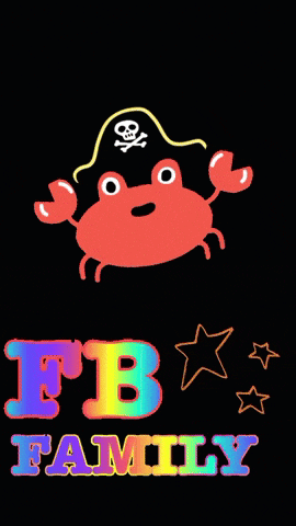 a crab wearing a pirate hat with the words aye aye fb family below it