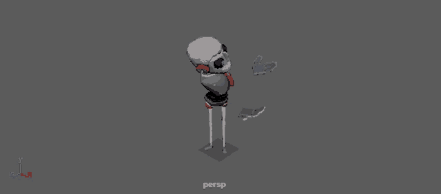 a 3d model of a robot with the word persp on the bottom right