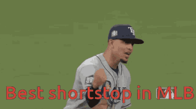a baseball player with the word best shortstop in mlb at the bottom