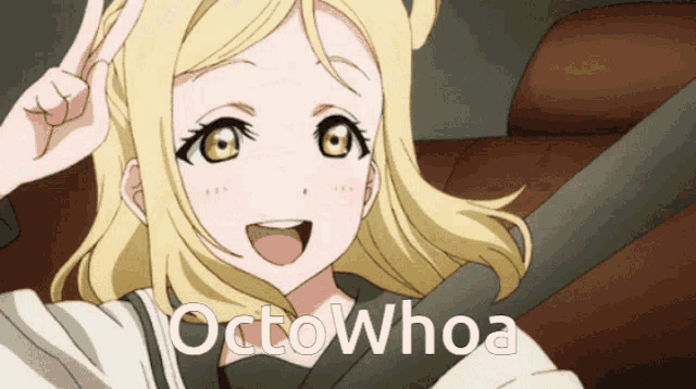 a picture of a girl in a car with octowhoa written on it