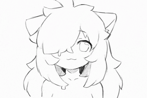 a black and white drawing of a woman with long hair and a choker .