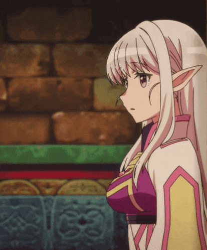 a girl with long white hair and elf ears