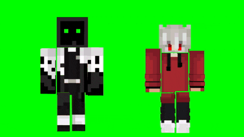 a couple of minecraft characters are standing next to each other