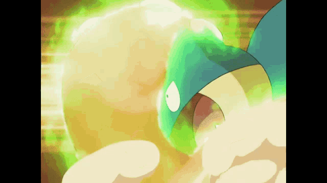 a cartoon character with a green mask is standing in front of a green light