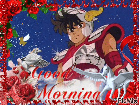 a picture of a cartoon character with the words good morning
