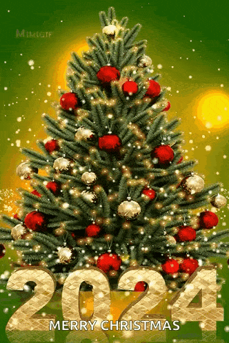 a merry christmas card with a christmas tree and the numbers 2021