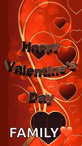 a happy valentine 's day greeting card with hearts and the words happy valentine 's day family