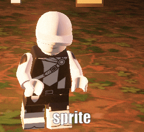 a lego figure with a sign that says sprite