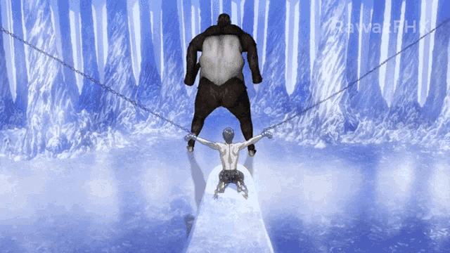 a computer generated image of a man being tickled by a monster