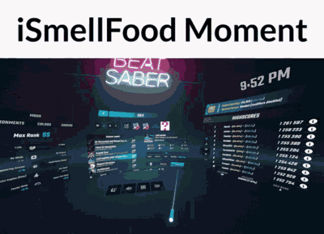 a screenshot of a video game with the words ismellfood moment