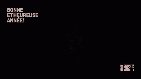 a woman in a red dress is dancing on a black background with the words `` bonne et heureuse annee '' .
