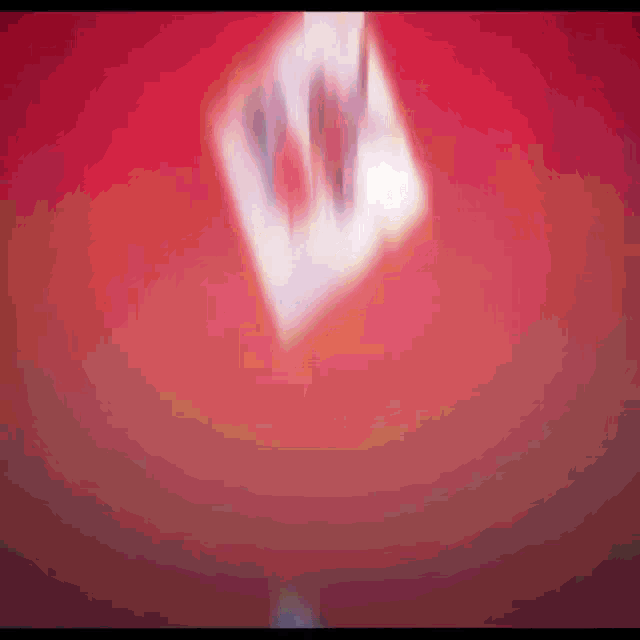 a red background with a white object floating in the middle