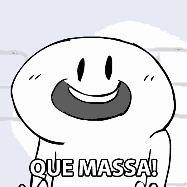 a black and white drawing of a smiley face with the words que massa written below it