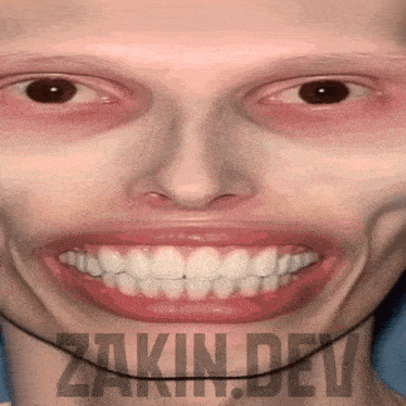 a close up of a person 's face with the words zakin.dev on the bottom right