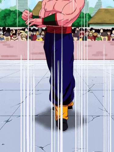 a cartoon of a man with a red shirt and blue pants