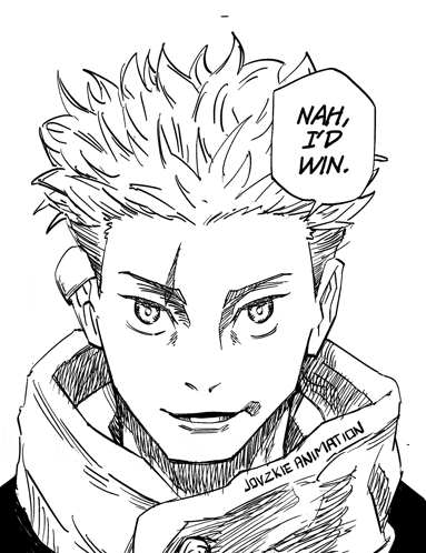 a black and white drawing of a man with the words " nah i 'd win " on the bottom