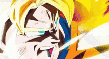 a close up of a cartoon character 's face with a blue eye and a yellow hair .