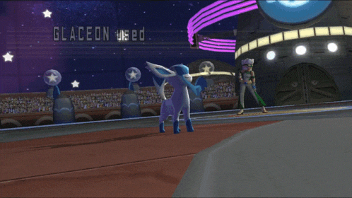 a video game screen that says glaceon used shadow ball on it