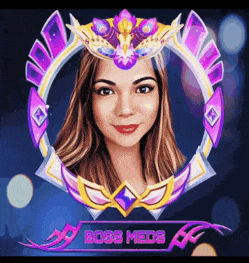 a picture of a woman with the words boss meds written below her