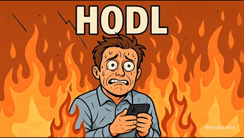 a cartoon of a man holding a cell phone with the word hodl on it