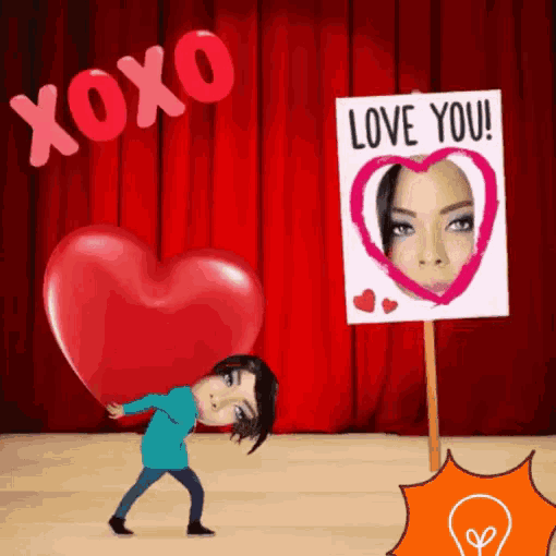 a sign that says love you next to a heart