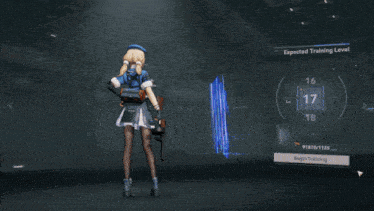 a blonde anime girl wearing a blue hat