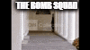 a blurred image of a hallway with the words the bomb squad on it