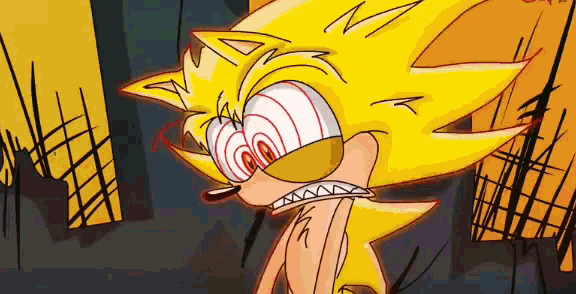 a cartoon of a naked sonic the hedgehog standing in front of a building with his mouth open .