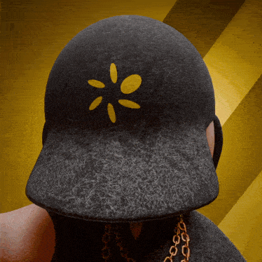 a person wearing a hat with a walmart logo on it