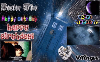 a doctor who birthday card with a blue box