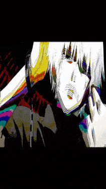 a painting of a person with a rainbow of colors