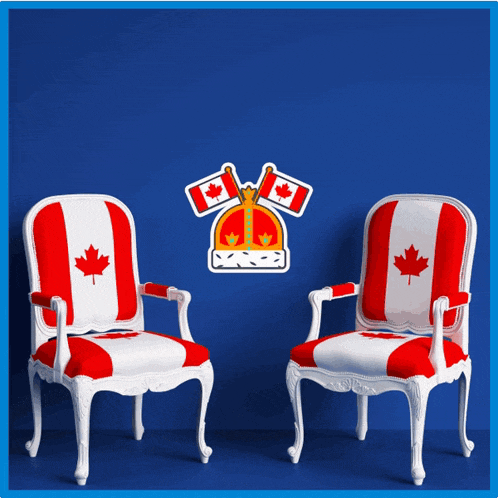two chairs with a canadian flag on them