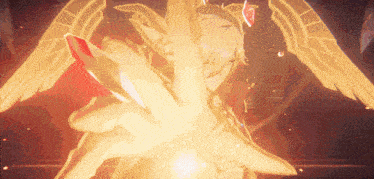 a person with wings and a sword in their hands