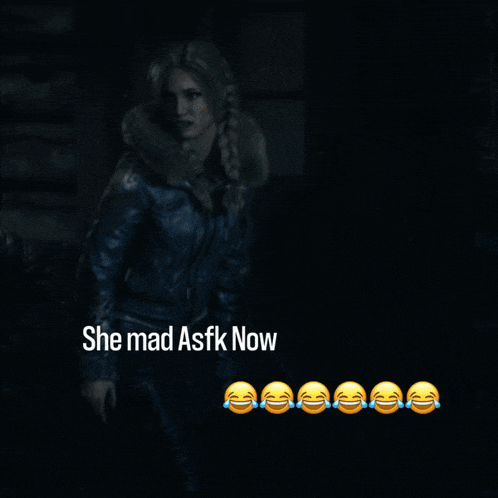 a picture of a woman with the words she mad asfk now on it