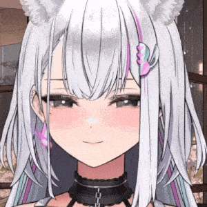 a close up of a girl with white hair