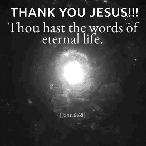 a black and white photo with a quote from john 6 68