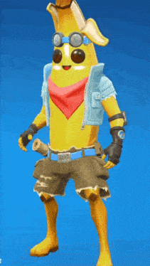 a yellow banana wearing goggles and a bandana