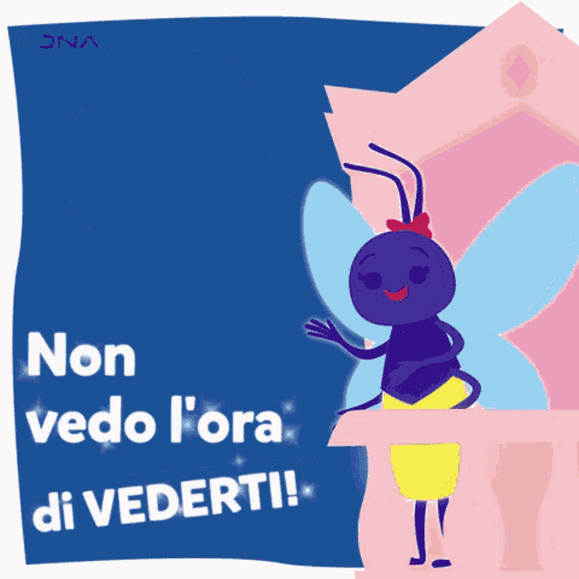 a cartoon illustration of a butterfly with the words non vedo l' ora di vederti