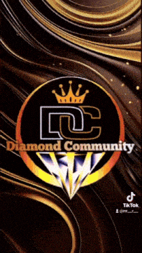 a diamond community logo on a black background