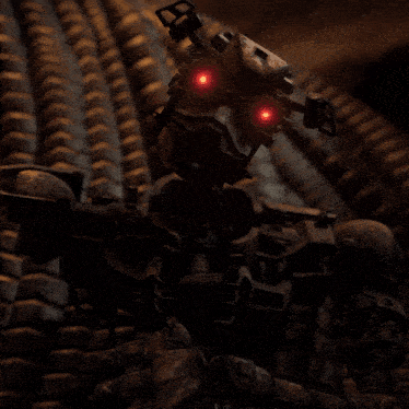 a dark room with a few pieces of metal and a few pieces of wood