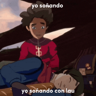 a cartoon of a boy talking to another boy who is laying down with the words yo soñando yo soñando con lau