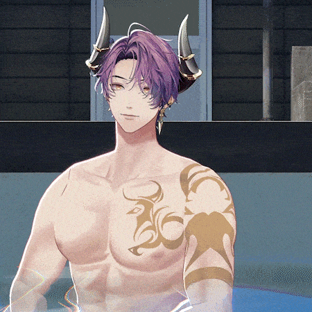 a man with horns and a tattoo on his chest