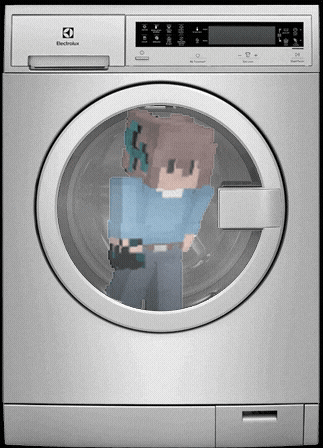 an electrolux washing machine with a person in it