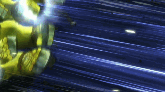 a yellow cartoon character with a blue background is being attacked