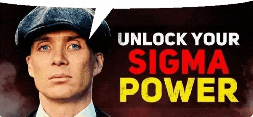 a man wearing a hat and a suit with a speech bubble that says unlock your sigma power