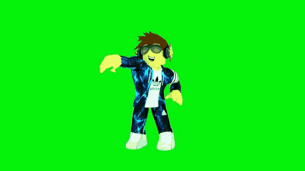 a cartoon character wearing headphones and a blue adidas shirt